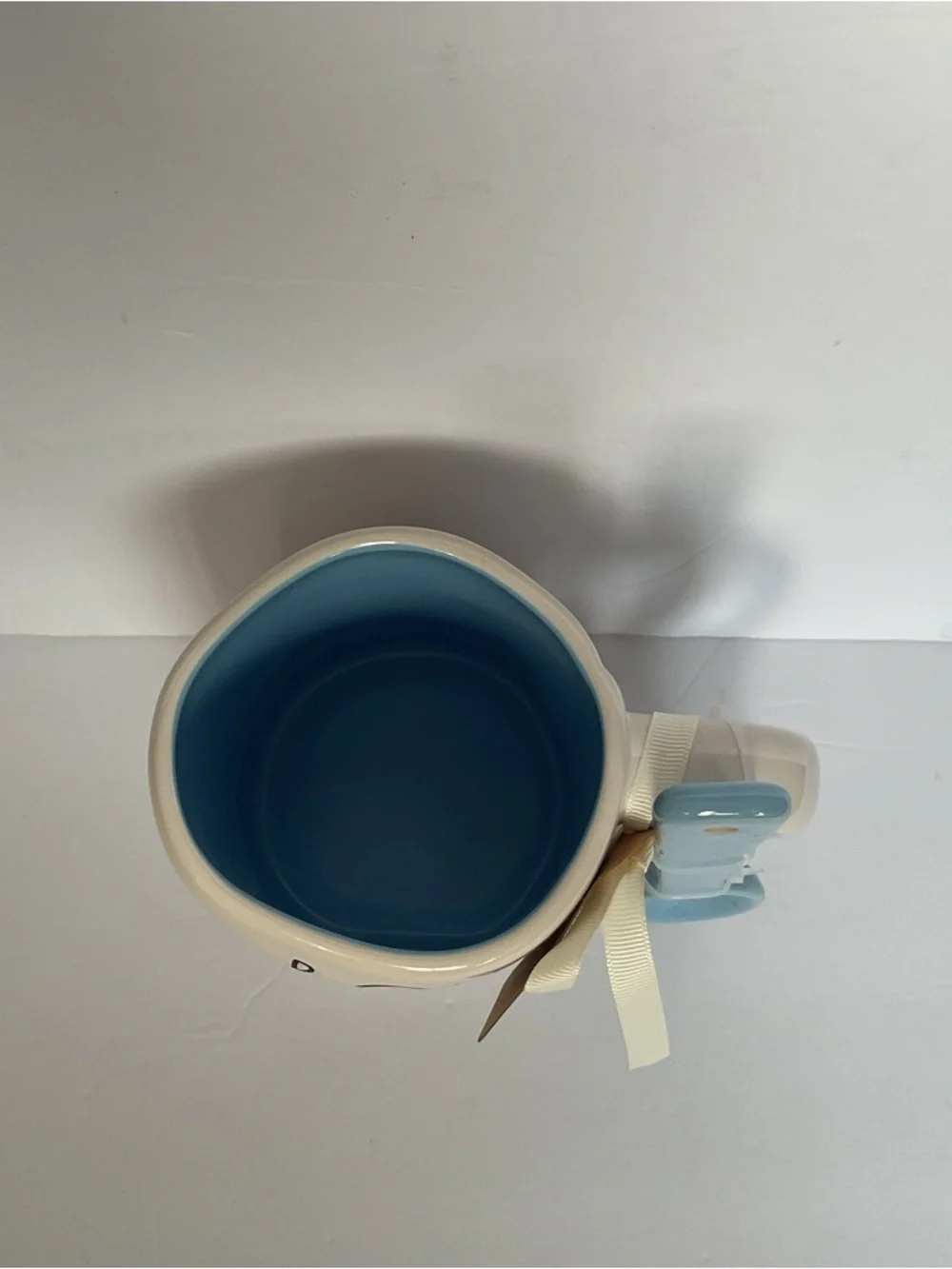 Rae Dunn Boy Mom White Cup Mug 16oz w/ Blue Spoon Gift Set Brand New Baby Shower